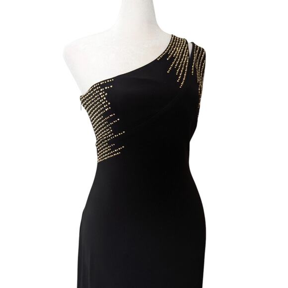 Y2K Guess Studded Sequin Cold Shoulder Formal Maxi Slip Dress Size 4 - Picture 4 of 9